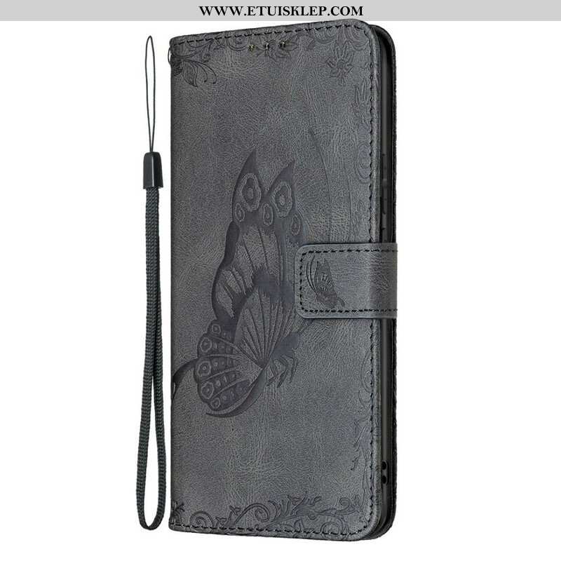 Etui Folio do Samsung Galaxy S21 FE z Łańcuch Barokowy Motyl Z Paskami